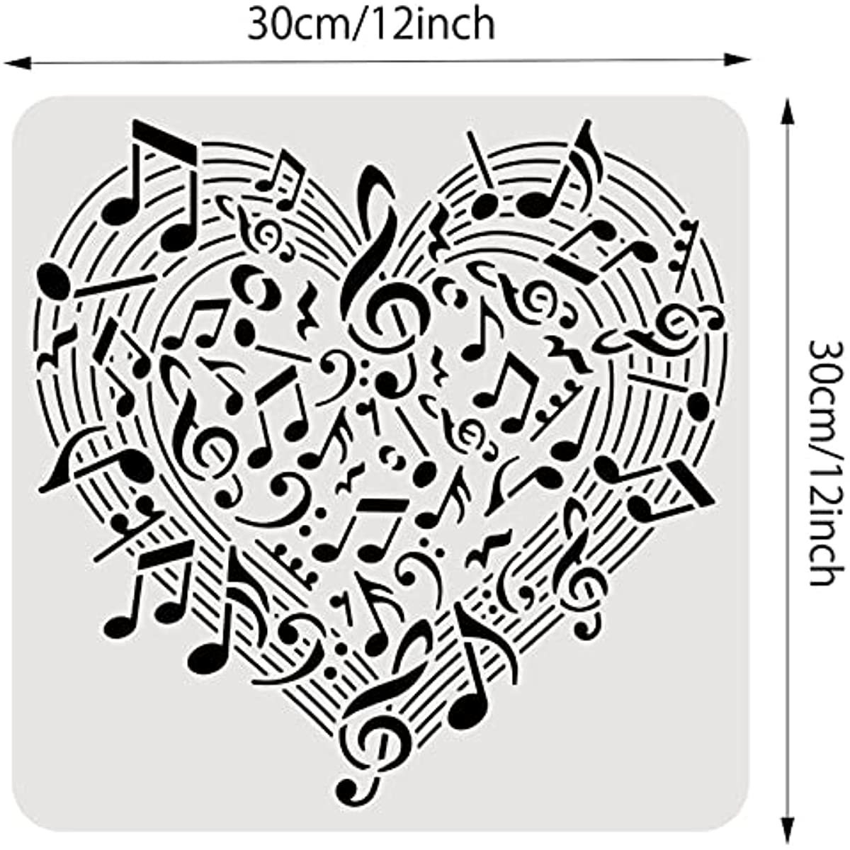 1pc Music Note Plastic Stencil Heart Shape Templates Drawing Painting  Stencils for Painting on Scrapbook Card Wood Floor Wall Fabric DIY Home  Decor 